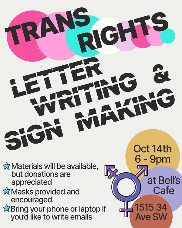 Trans Rights Letter Writing + Sign Making Night - Oct 14